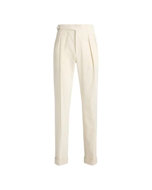 Ralph Lauren White Double-Pleated Corduroy Trousers for men