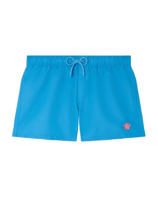 Versace Blue Medusa-Embroidered Swim Shorts for men
