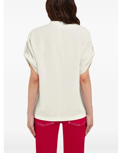 Ferragamo White Crew Neck T-Shirt With Turned Up Sleeve
