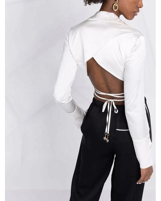 Patrizia Pepe White Cropped Wraparound Shirt