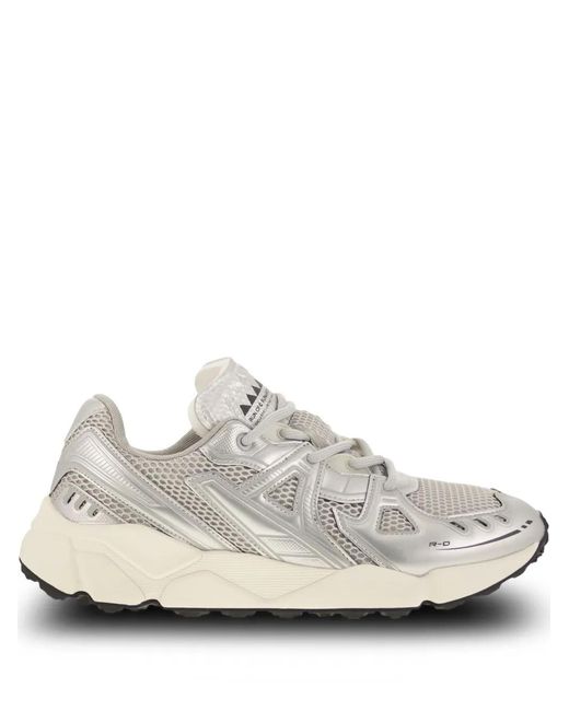 RUN OF White Metallic-Effect Sneakers for men