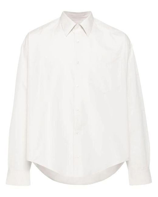 AMI White Ami De Coeur-Embroidered Poplin Shirt
