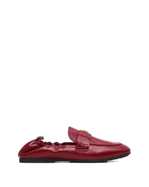 Marc Jacobs Red Logo-Plaque Leather Loafers