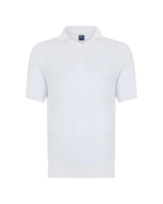 Fedeli White T-Shirt En Coton À Design Côtelé for men