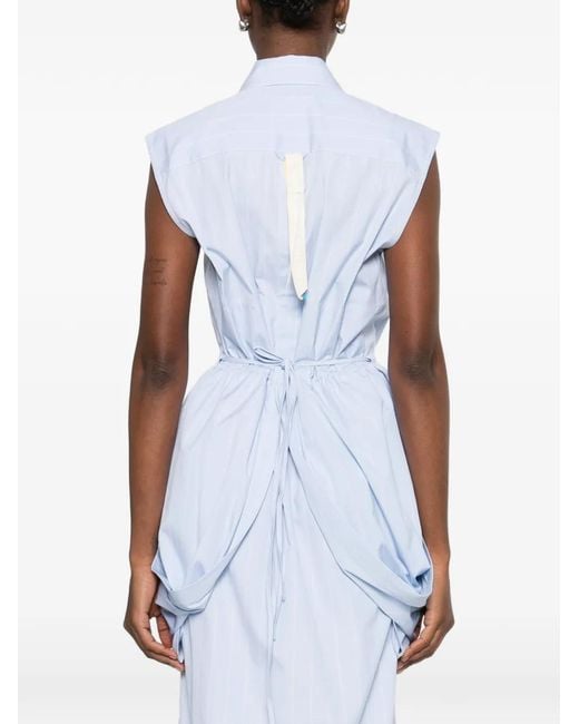 Litkovskaya Blue Striped Panelled Midi Shirt Dress