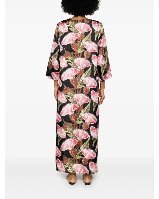 P.A.R.O.S.H. Black Floral-Print Maxi Dress