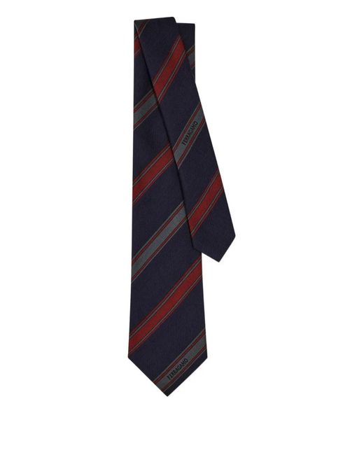 Ferragamo Blue Cravate En Jacquard À Rayures for men