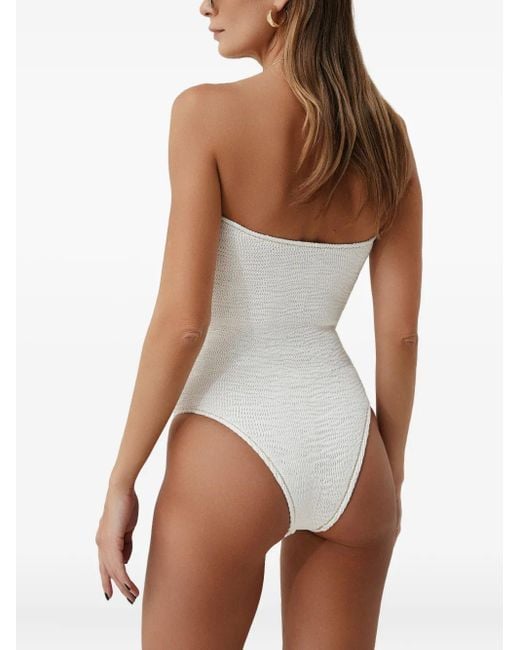 SOFIA ERHAN White Strapless Textured Swimsuit