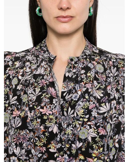 Zadig & Voltaire Black Tchin Kaya Floral-Print Blouse