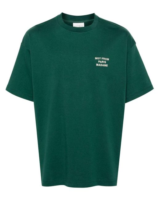 Drole de Monsieur T-Shirt mit Slogan-Stickerei in Green für Herren