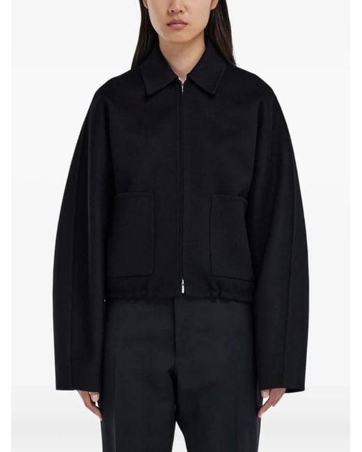 Ferragamo Blue Cropped Bomber Jacket