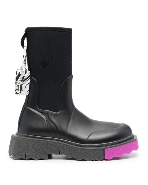 Off-White c/o Virgil Abloh Black Rainboot Sponge Ankle Boots