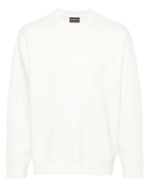 Emporio Armani Scuba Jersey Sweater Met Logo-reliëf in het White voor heren