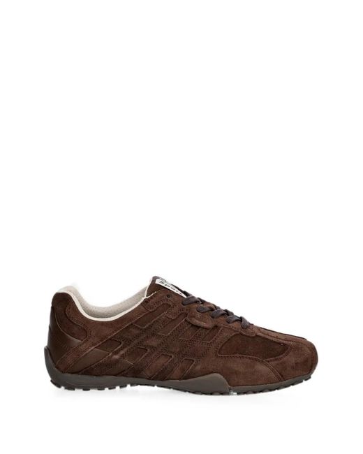 Geox Brown Suede-Panelled Sneakers for men