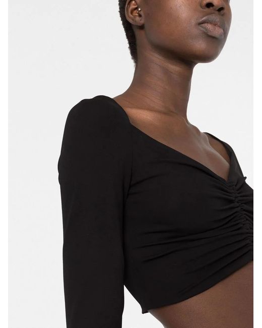 Versace Black V-Neck Cropped Blouse
