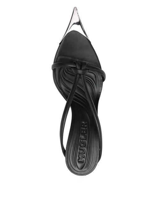 Mugler White Leather Knotted Heeled Sandals