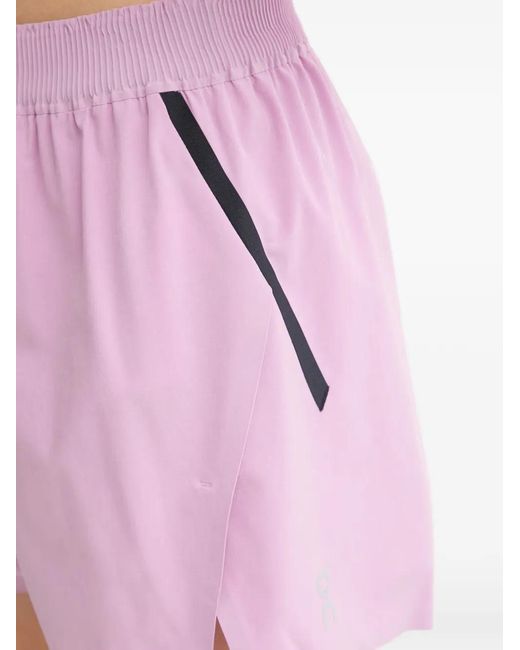 On Shoes Pink Short Imprimé À Taille Élastiquée