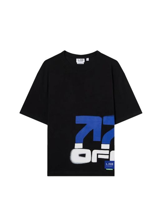 LAB C.O. OFF WHITE Black Off Stacked T-Shirt for men