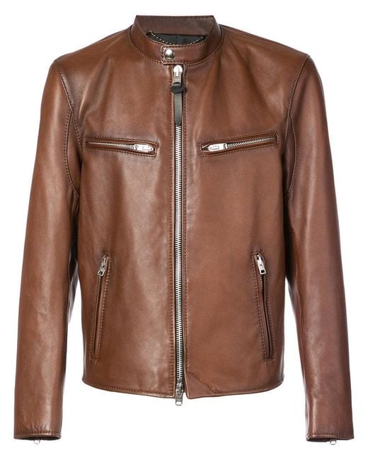 COACH Brown Racer Leather Jacket for men