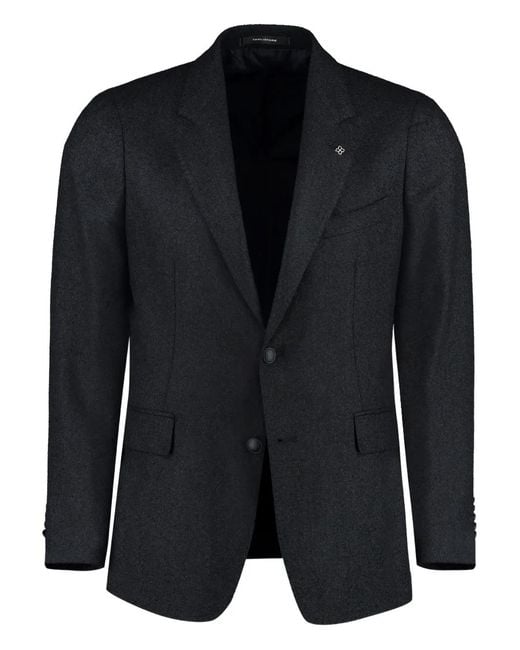 Tagliatore Black Wool-Blend Blazer for men