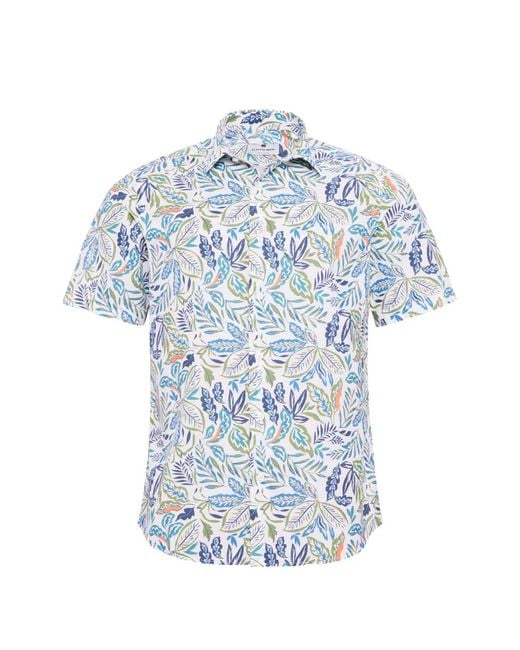 LOJA DAS MEIAS Blue Leaf-Print Short-Sleeve Polo Shirt for men