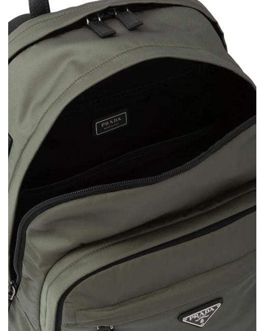 Prada Green Re-Nylon Triangle Logo Backpack for men