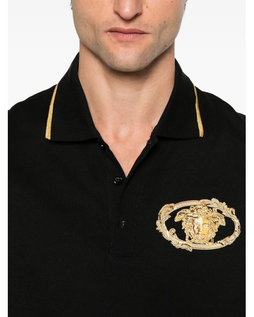 Versace Black Medusa Emblem Polo Shirt for men