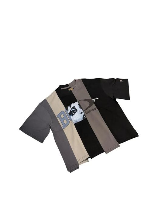Bottega Desires Black Ransom Panelled-Design Graphic-Print T-Shirt for men