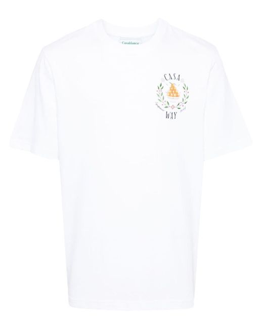 Casablancabrand White Casa Way Organic-cotton T-shirt for men