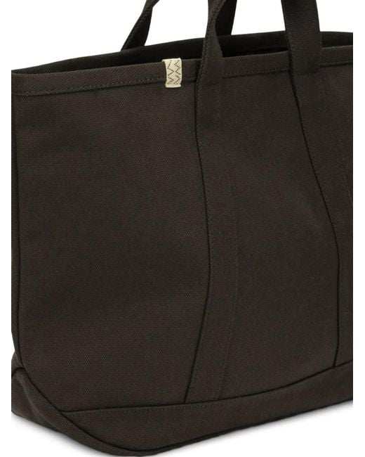 Visvim Black Rime Logo-Detail Cotton Tote Bag for men