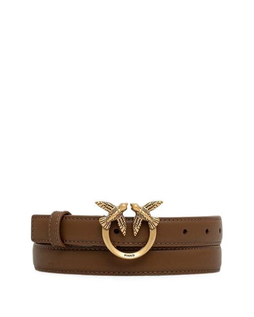Pinko Brown Love Birds Thin Leather Belt