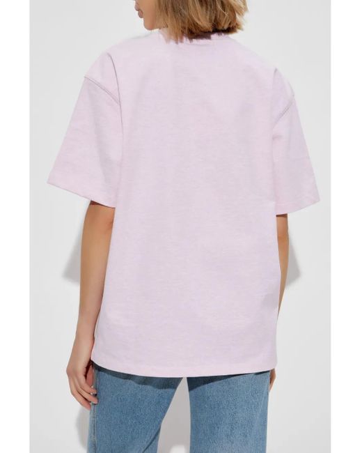 Ganni エンブロイダリー Tシャツ ピンク | Lyst