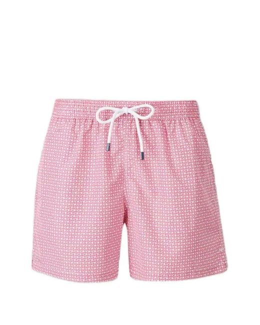 Fedeli Pink Short De Bain Madeira À Imprimé Géométrique for men