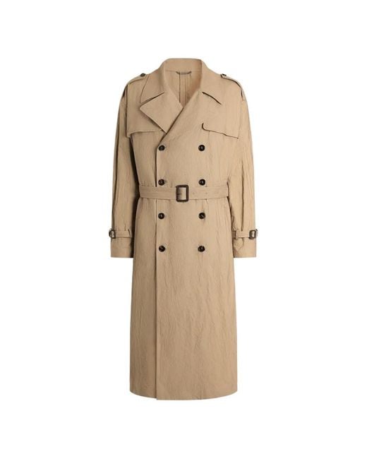 Dolce & Gabbana Natural Belted Double-Breasted Trench Coat for men