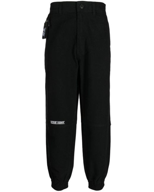 Izzue Black Logo-appliqué Straight-leg Trousers for men
