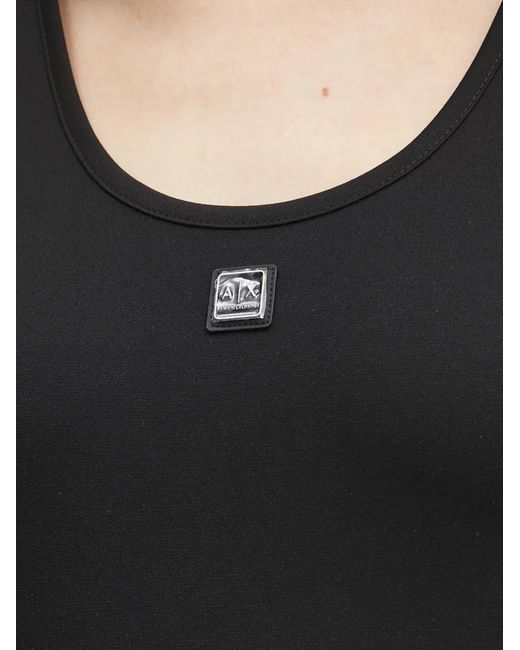 ARMANI EXCHANGE Black Logo-Plaque Tank Top