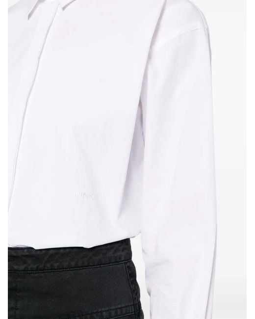 Pinko White Logo Embroidery Shirt