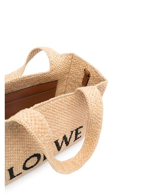 Loewe Natural Medium Font Raffia Tote