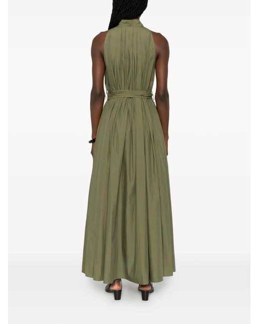 Isabelle Blanche Green Belted Tie-Neck Maxi Dress