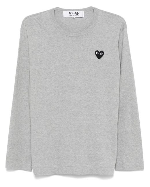 COMME DES GARÇONS PLAY Gray Heart-Patch T-Shirt