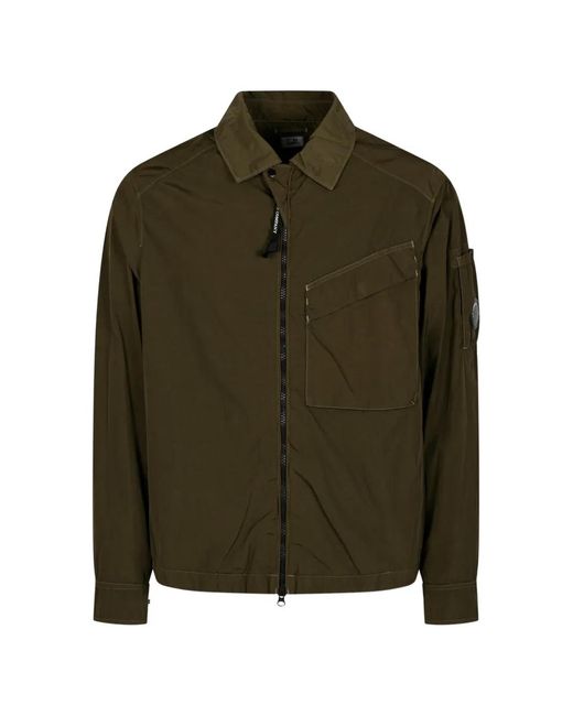 C P Company Green Lens-Detail Chest-Pocket Shirt Jacket for men