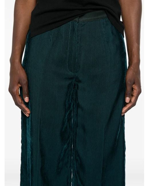 Forte_forte Green Ribbed-Velvet Wide-Leg Trousers
