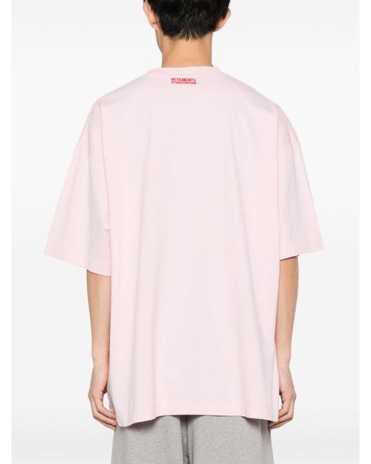 T-shirt en coton à slogan imprimé Vetements en coloris Pink