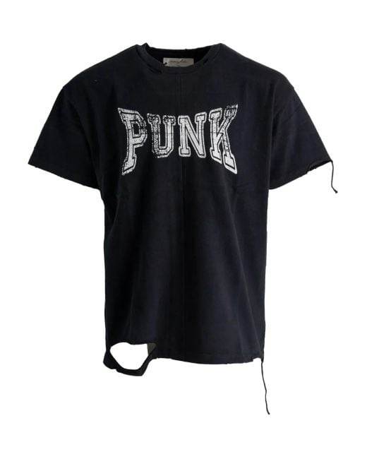 MATIERES FECALES Black Distressed-Effect T-Shirt for men