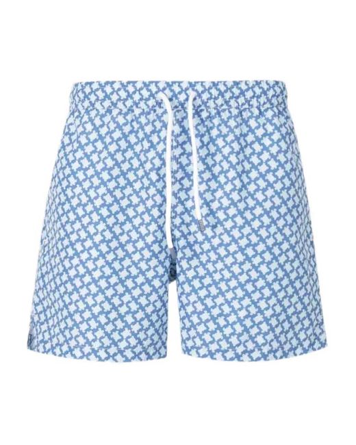 Fedeli Badeshorts Mit Madeira-Print in Blue für Herren