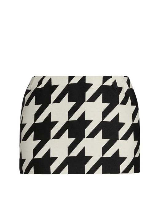 LAQUAN SMITH Black Houndstooth Low-Rise Skirt
