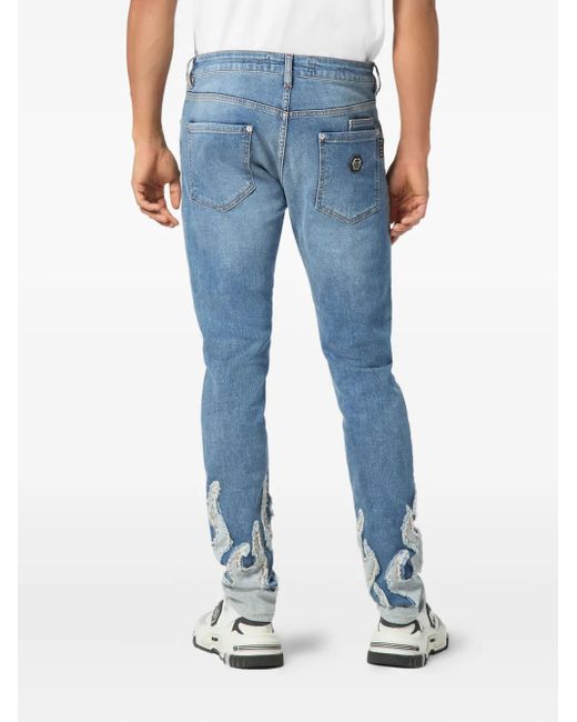 Jeans Con Applicazione di Philipp Plein in Blue da Uomo