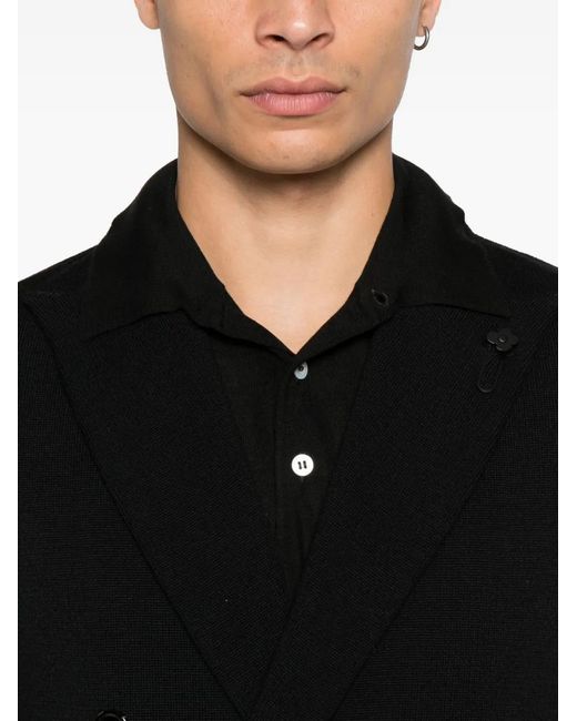 Lardini Black Double-Breasted Wool Jacket for men