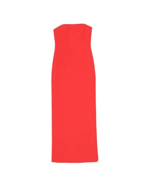 Amsale Red Strapless Column Maxi Dress