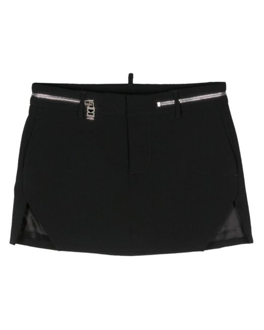 DSquared² Black Icon Zipped Mini Skirt